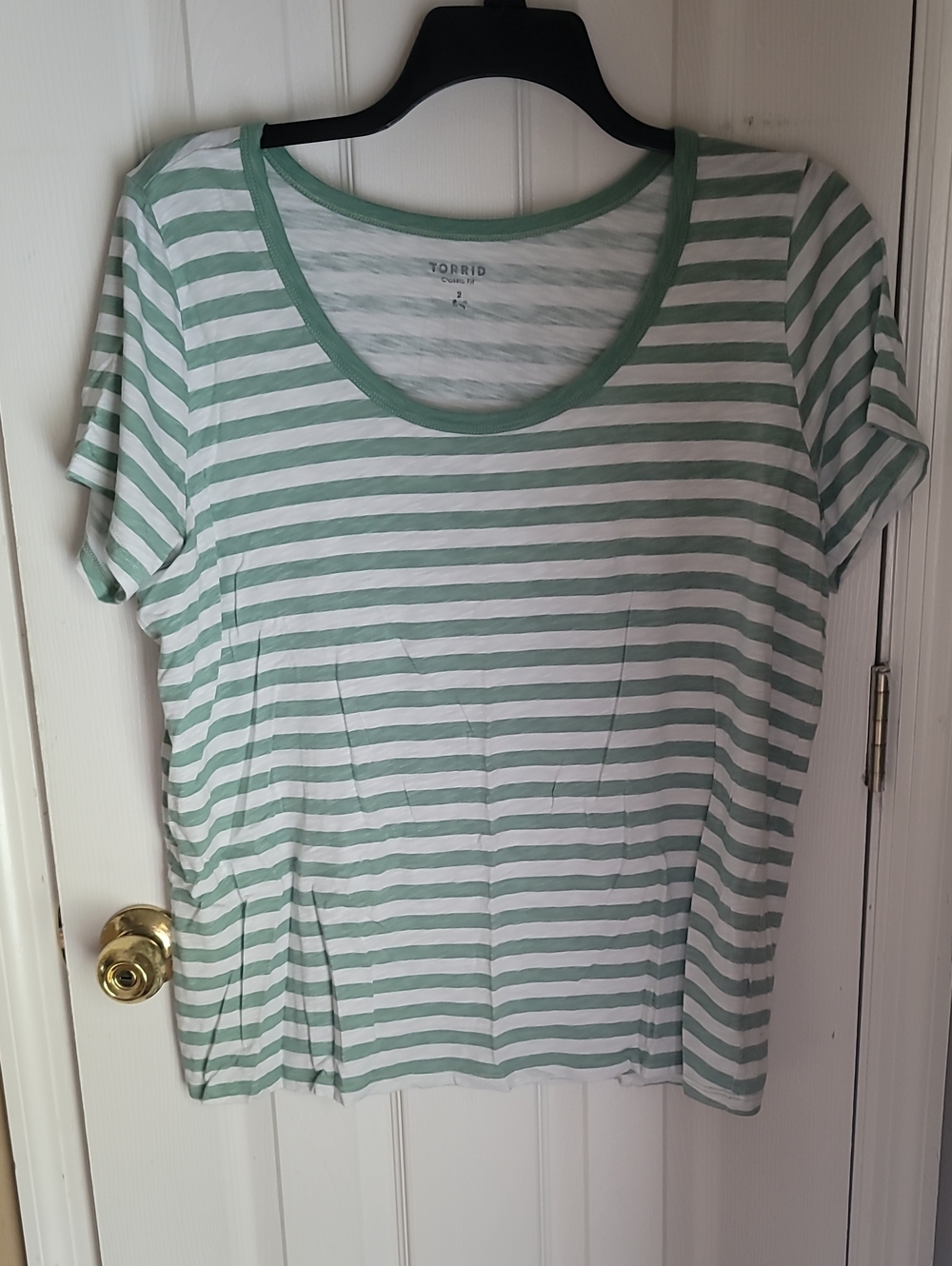 torrid Mint Green & White Striped Scoop Neck Tee